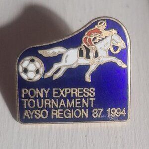 AYSO Corona California 1994 Vintage Soccer Lapel Pin - Pony Express Tournament
